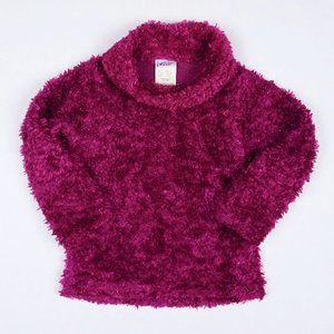 Fuzzy Magenta Purple Metallic Silver Turtleneck Sweater Girls 4 S Stretch Soft